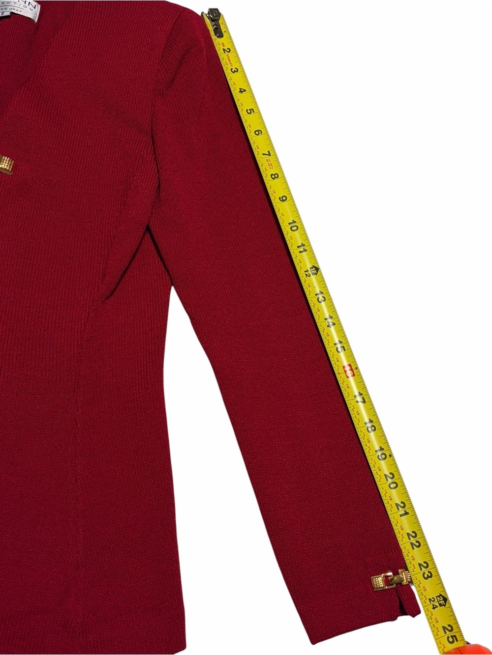 ST. JOHN Santana Knit Suit V-Neck Jacket with Gold Hardware - Picture 7 of 14